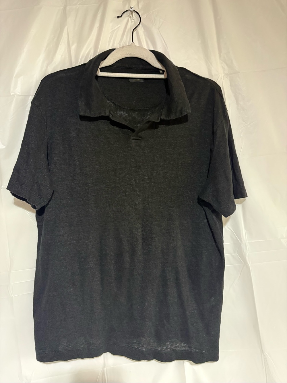 Porter & Ash Men's Black Short-Sleeve Polo — 100% linen